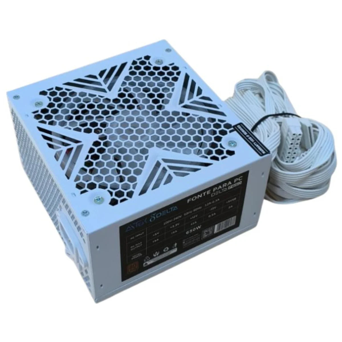 Fonte Gamer Royal 80 Plus Bronze de 650W PFC Ativo  com Ventoinha RGB Bivolt Automática para PC de Alto Desempenho.