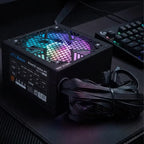 Gamer Source 550W 650W 750W 80 Plus Bronze PFC Active Bivolt Automatic RGB 120mm PCI-E 6 + 2 Pin Efficiency 85% Protection