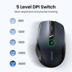 Mouse sem fio UGREEN Bluetooth 5.0, ergonômico, 4000 DPI, 6 botões de silenciamento, para MacBook, tablet, laptop, computador e PC, 2.4G.