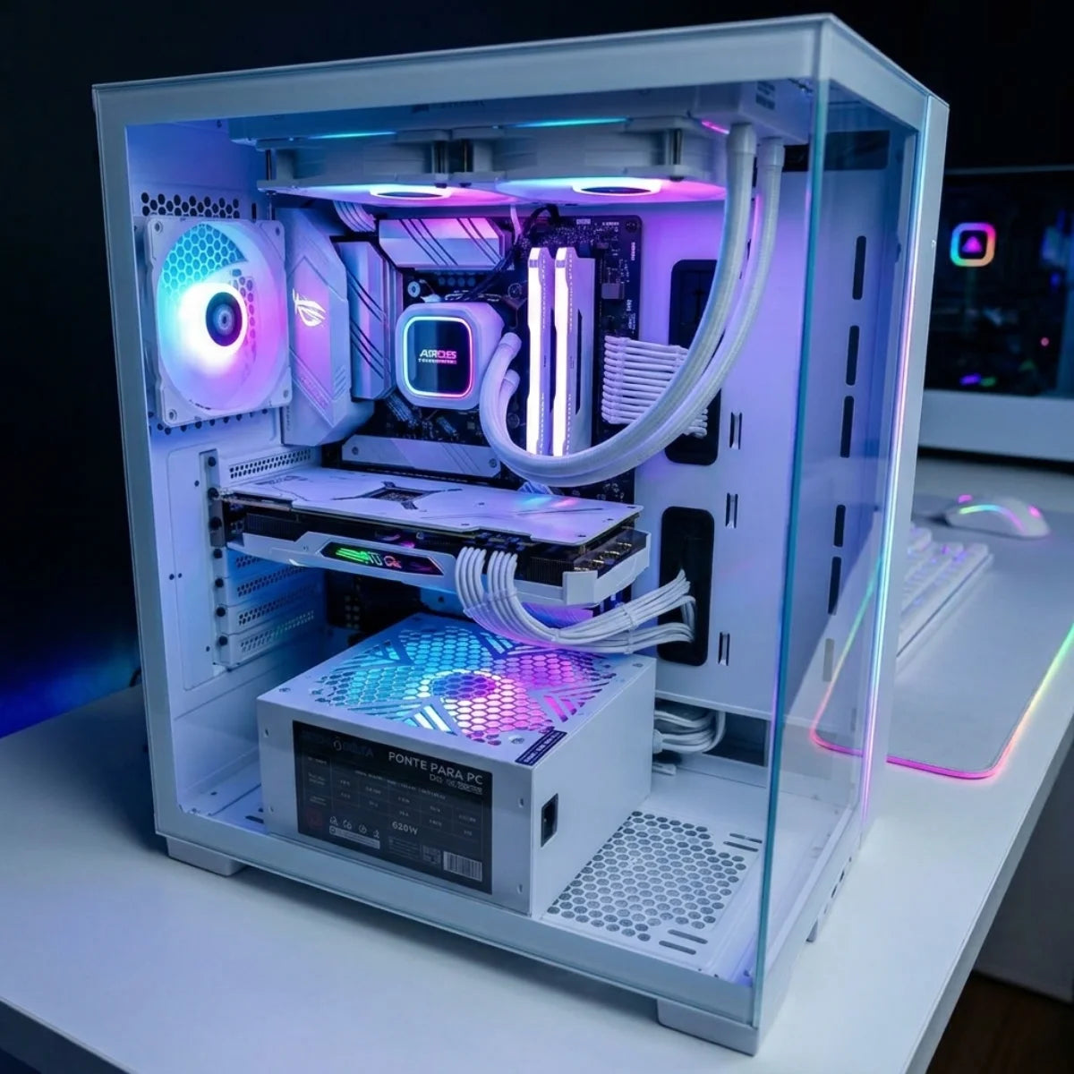 Fonte Gamer Royal 80 Plus Bronze de 650W PFC Ativo  com Ventoinha RGB Bivolt Automática para PC de Alto Desempenho.