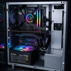 Fonte Gamer Source Royal 80 Plus Bronze de 550W com PFC ativo e ventoinha RGB com bivolt automático para PC desktop de alto desempenho.