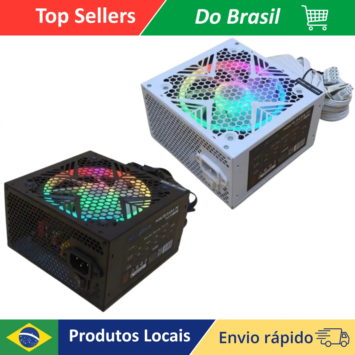 Gamer Source 550W 650W 750W 80 Plus Bronze PFC Active Bivolt Automatic RGB 120mm PCI-E 6 + 2 Pin Efficiency 85% Protection