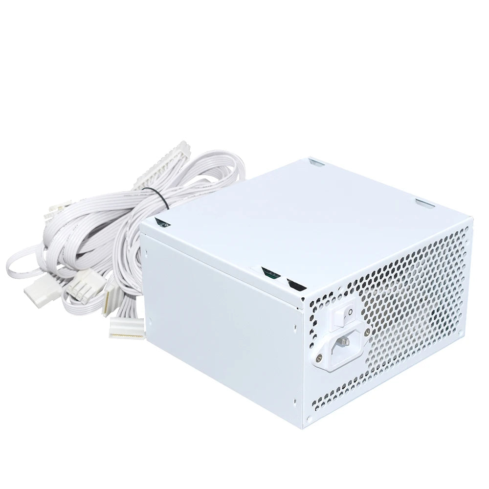 JULONGFENGBAO White ATX 650W Desktop E-Sports Video Game Computer Power Supply 110-230V Low Noise PSU Maximum peak value 800W