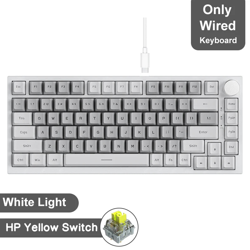 Teclado mecânico para jogos Ajazz AK820/AK820Pro Bluetooth 5.1/Sem fio/Com fio, teclado personalizado com botão giratório e junta de encaixe rápido.