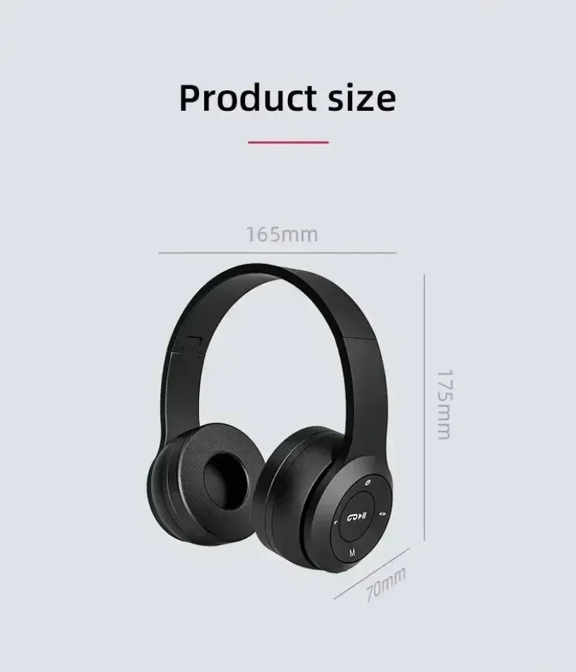 Fone de ouvido multifuncional, portátil e dobrável, sem fio, com Bluetooth 5.0, cartão TF ou conexão com fio.