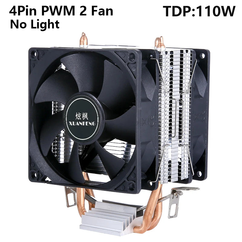 XUANFENG Cooler silencioso para computador, ventoinha para CPU com 2/4/6 heat pipes, conector de 4 pinos/PWM, refrigeração a ar, compatível com LGA115x 1200 2011 2066 x79 x99 AMD