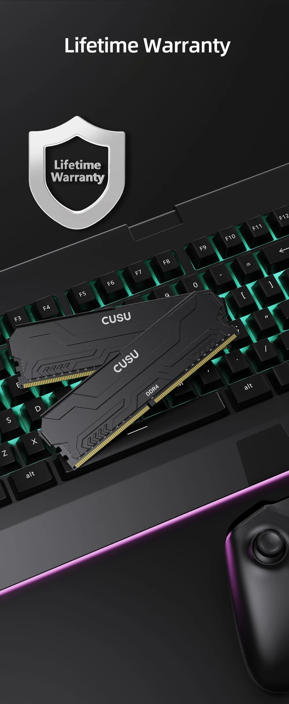 CUSU Memoria Ram DDR4 8gb 16gb 3200mhz 3600mhz DDR4 Desktop Memory 288pin Udimm XMP2.0 Heatsink for Motherboard