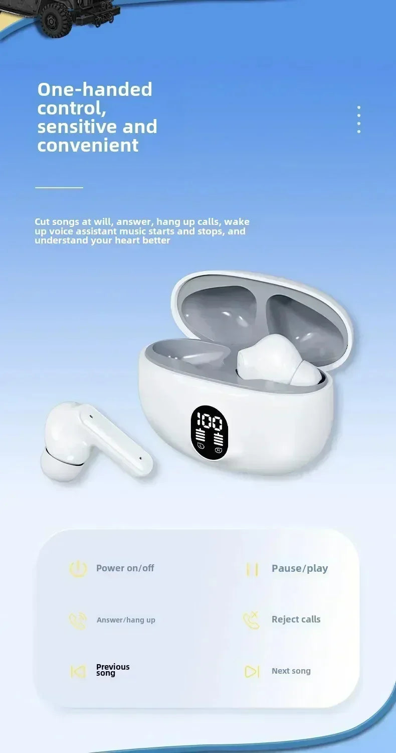 Fones de ouvido Bluetooth TWS sem fio, fones de ouvido intra-auriculares com microfone.