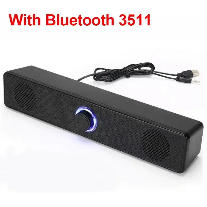 Barra de som sem fio Bluetooth e com fio para PC, alimentada por USB, para TV, PC, laptop, home e sistema de áudio.