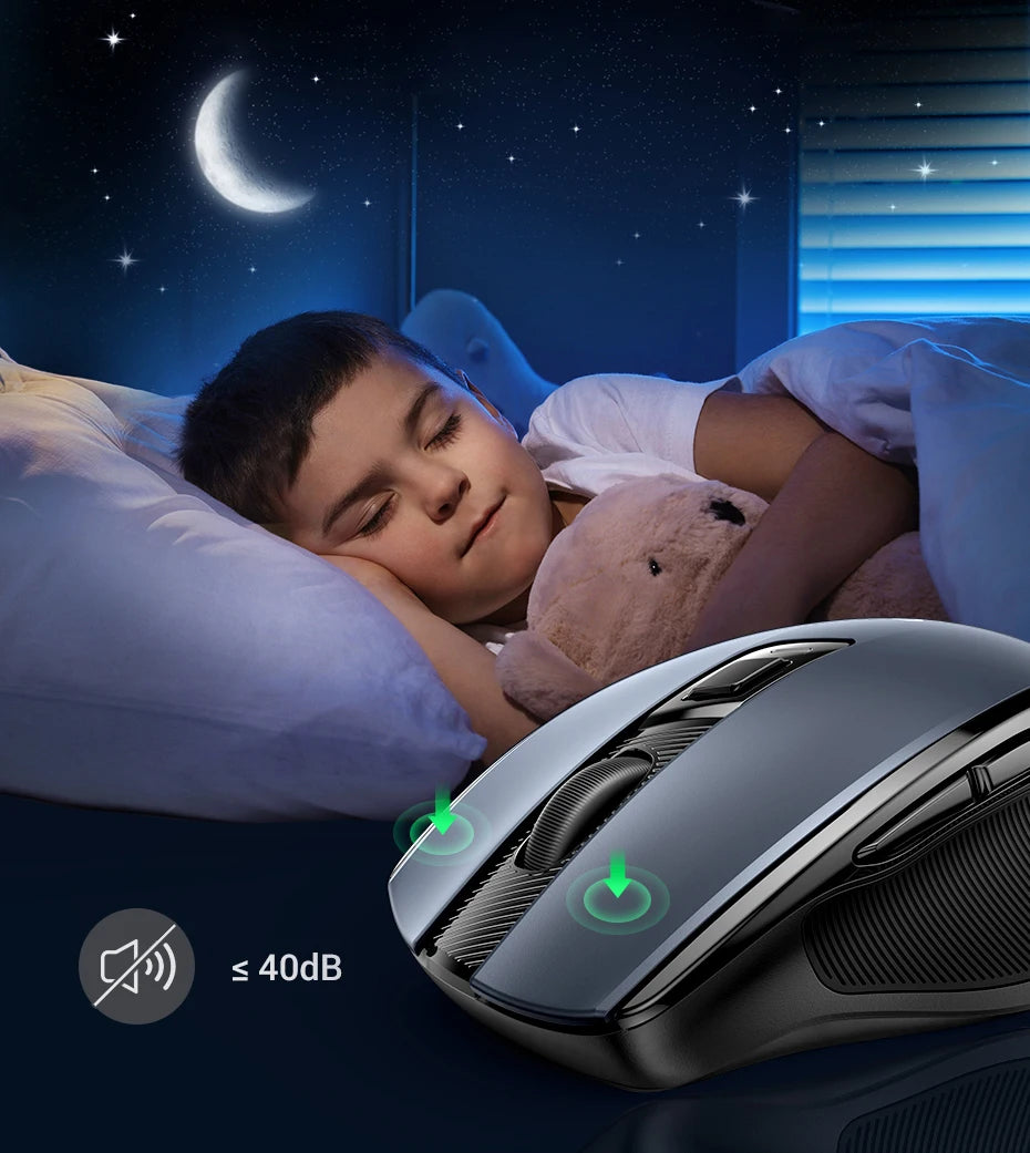 Mouse sem fio UGREEN Bluetooth 5.0, ergonômico, 4000 DPI, 6 botões de silenciamento, para MacBook, tablet, laptop, computador e PC, 2.4G.