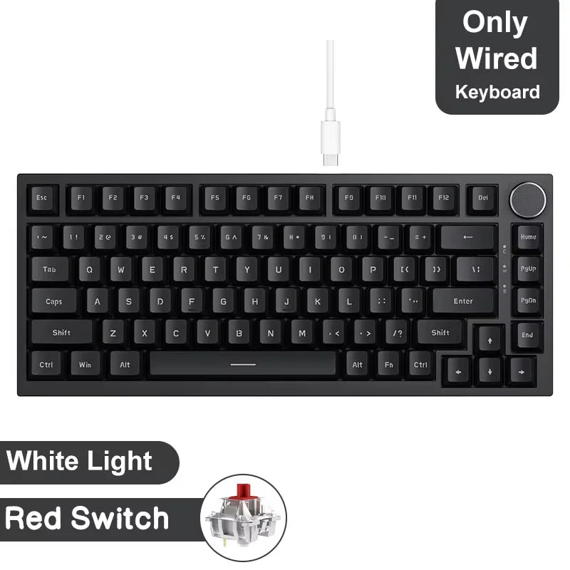 Teclado mecânico para jogos Ajazz AK820/AK820Pro Bluetooth 5.1/Sem fio/Com fio, teclado personalizado com botão giratório e junta de encaixe rápido.