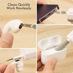 Kit de limpeza 8 em 1: escova de limpeza para teclado, caneta de limpeza para fones de ouvido, ferramentas de limpeza para iPad e celular, extrator de teclas.