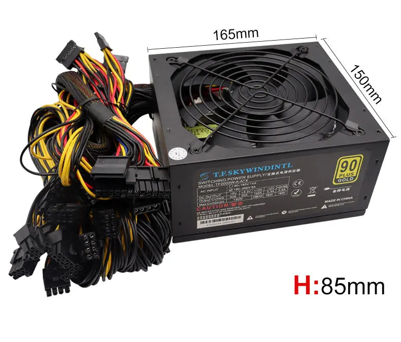 T.F.SKYWINDINTL NEW 2000W ATX PSU Mining Power Supply PC Power Support 8 Display Cards GPU 95% Efficiency for BTC Bitcoin Miner