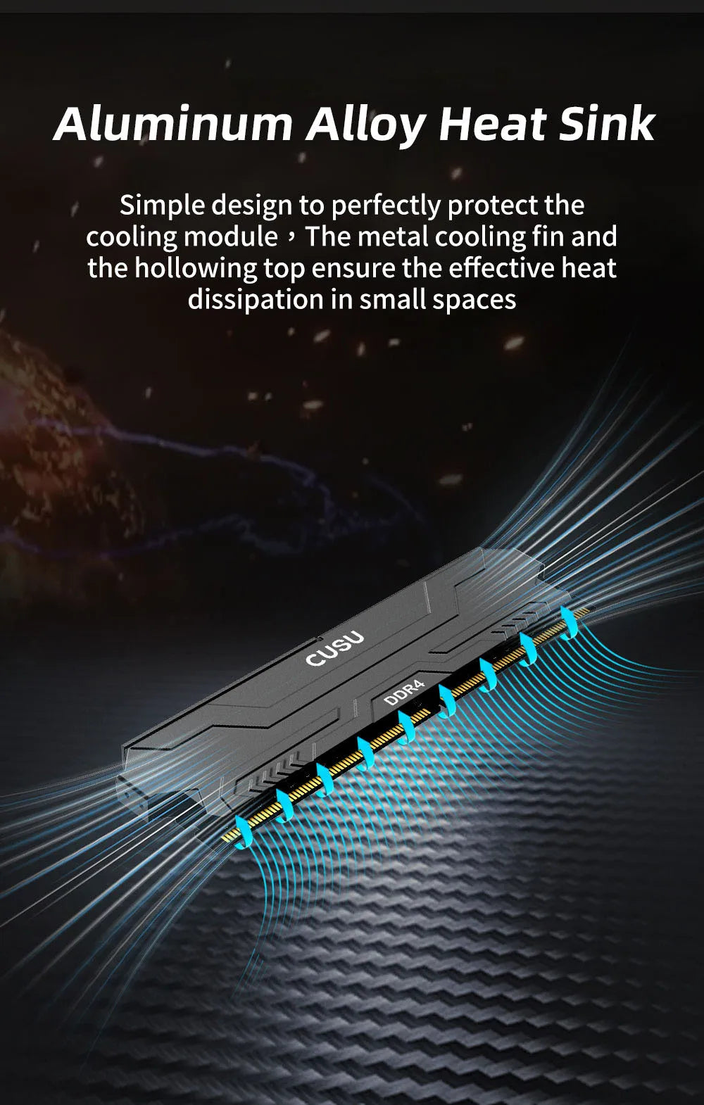 CUSU Memoria Ram DDR4 8gb 16gb 3200mhz 3600mhz DDR4 Desktop Memory 288pin Udimm XMP2.0 Heatsink for Motherboard