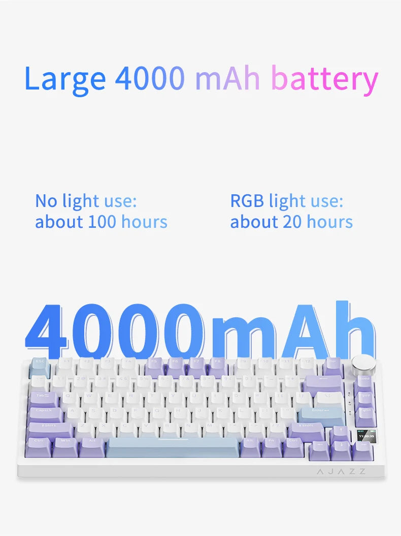 Teclado mecânico para jogos Ajazz AK820/AK820Pro Bluetooth 5.1/Sem fio/Com fio, teclado personalizado com botão giratório e junta de encaixe rápido.