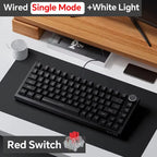 Teclado mecânico para jogos Ajazz AK820/AK820Pro Bluetooth 5.1/Sem fio/Com fio, teclado personalizado com botão giratório e junta de encaixe rápido.