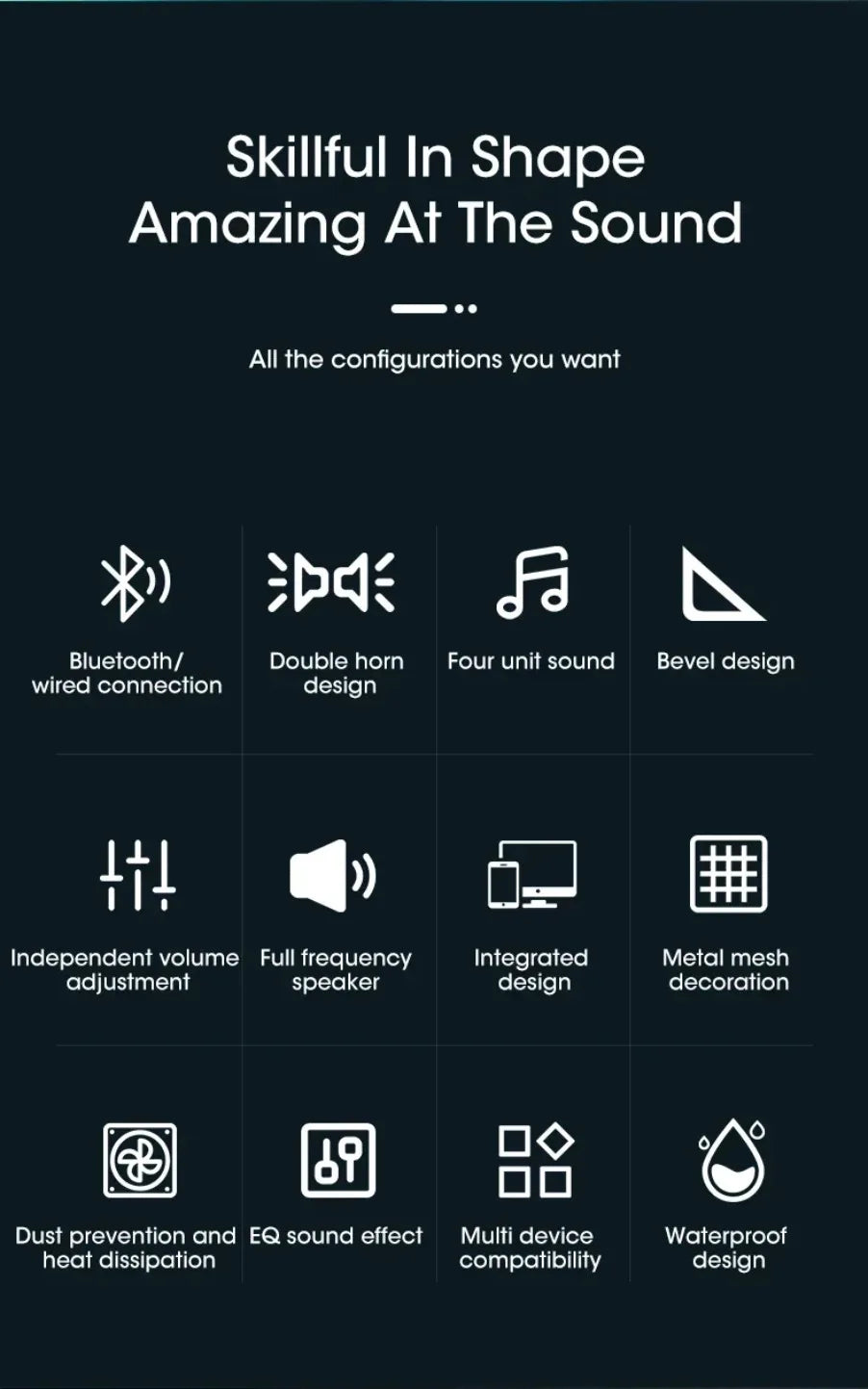 Barra de som sem fio Bluetooth e com fio para PC, alimentada por USB, para TV, PC, laptop, home e sistema de áudio.