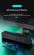 Barra de som sem fio Bluetooth e com fio para PC, alimentada por USB, para TV, PC, laptop, home e sistema de áudio.