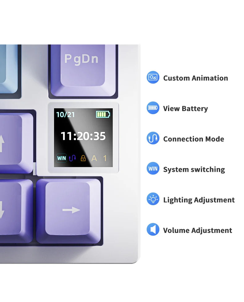 Teclado mecânico para jogos Ajazz AK820/AK820Pro Bluetooth 5.1/Sem fio/Com fio, teclado personalizado com botão giratório e junta de encaixe rápido.