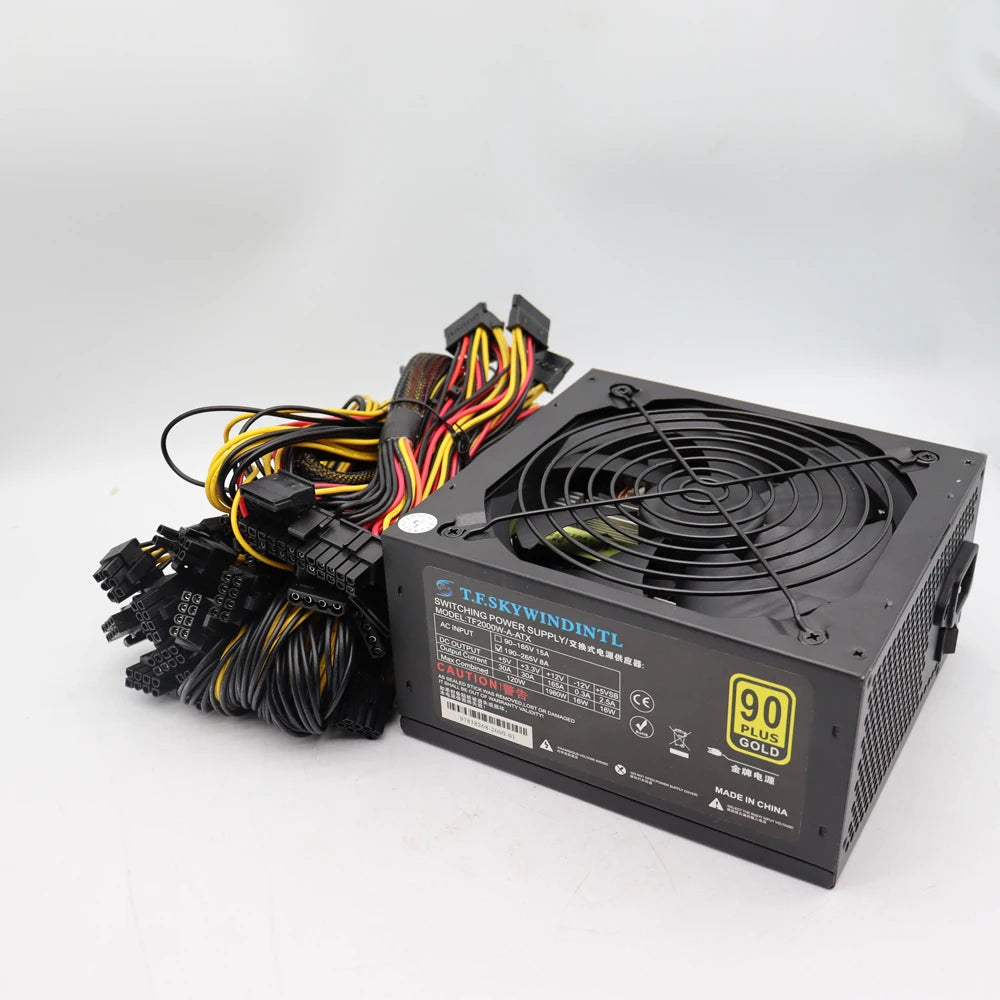 T.F.SKYWINDINTL NEW 2000W ATX PSU Mining Power Supply PC Power Support 8 Display Cards GPU 95% Efficiency for BTC Bitcoin Miner