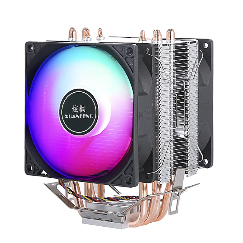 XUANFENG Cooler silencioso para computador, ventoinha para CPU com 2/4/6 heat pipes, conector de 4 pinos/PWM, refrigeração a ar, compatível com LGA115x 1200 2011 2066 x79 x99 AMD