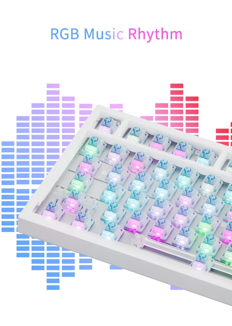 Teclado mecânico para jogos Ajazz AK820/AK820Pro Bluetooth 5.1/Sem fio/Com fio, teclado personalizado com botão giratório e junta de encaixe rápido.