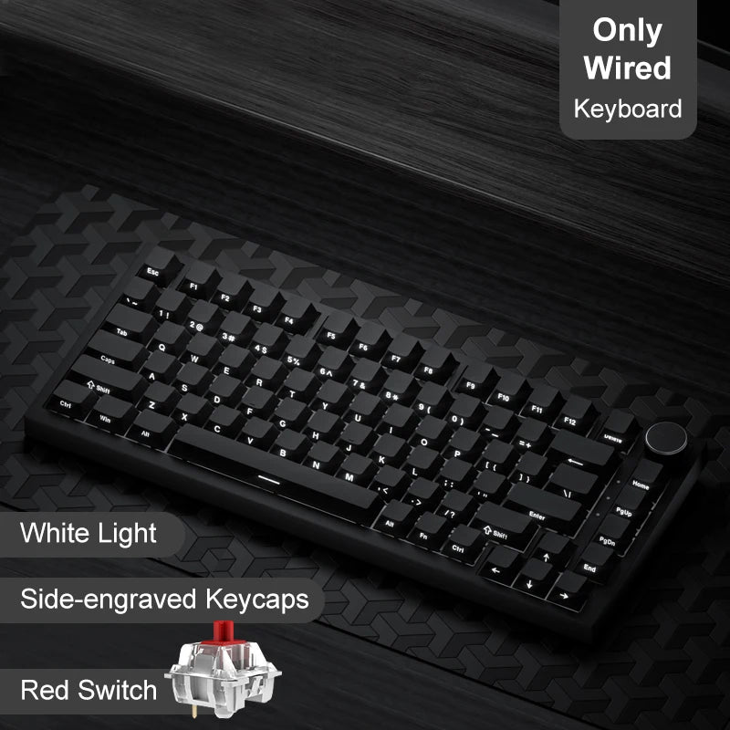 Teclado mecânico para jogos Ajazz AK820/AK820Pro Bluetooth 5.1/Sem fio/Com fio, teclado personalizado com botão giratório e junta de encaixe rápido.