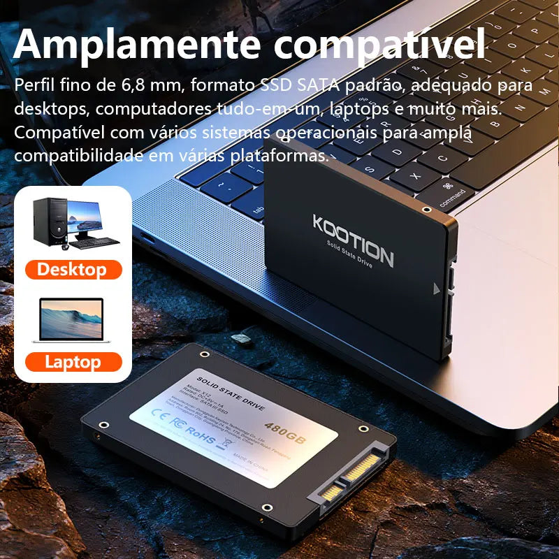Disco rígido SSD SATA KOOTION de 256 GB, 480 GB, 512 GB e 1 TB, SATA3, 2,5 polegadas, disco rígido interno HDD para PC, laptop e PS4.