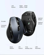 Mouse sem fio UGREEN Bluetooth 5.0, ergonômico, 4000 DPI, 6 botões de silenciamento, para MacBook, tablet, laptop, computador e PC, 2.4G.