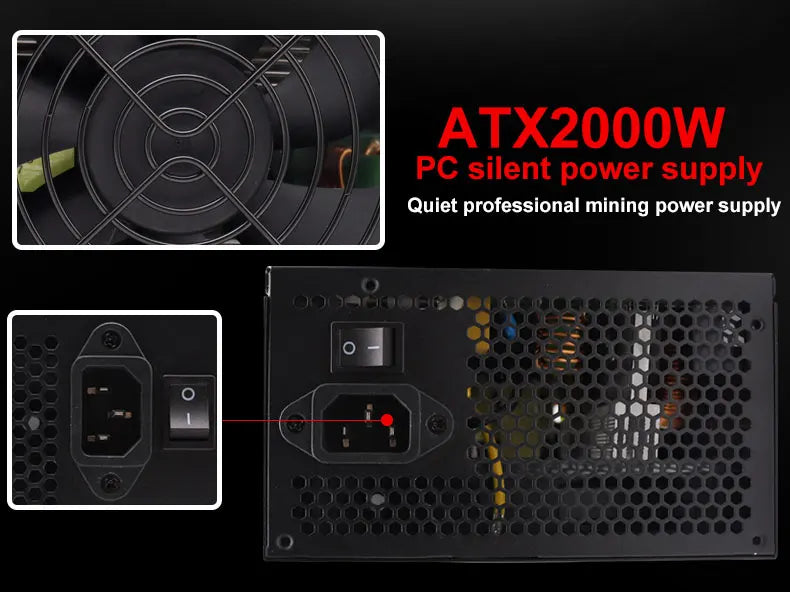 T.F.SKYWINDINTL NEW 2000W ATX PSU Mining Power Supply PC Power Support 8 Display Cards GPU 95% Efficiency for BTC Bitcoin Miner