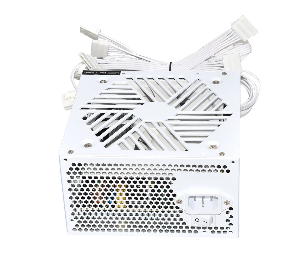 JULONGFENGBAO White ATX 650W Desktop E-Sports Video Game Computer Power Supply 110-230V Low Noise PSU Maximum peak value 800W