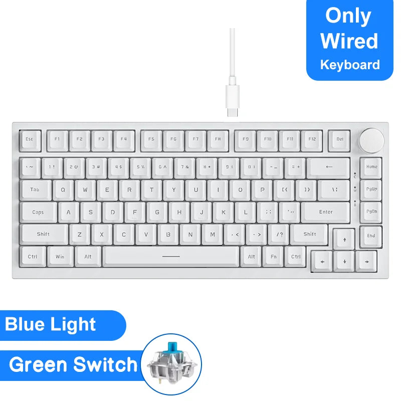 Teclado mecânico para jogos Ajazz AK820/AK820Pro Bluetooth 5.1/Sem fio/Com fio, teclado personalizado com botão giratório e junta de encaixe rápido.