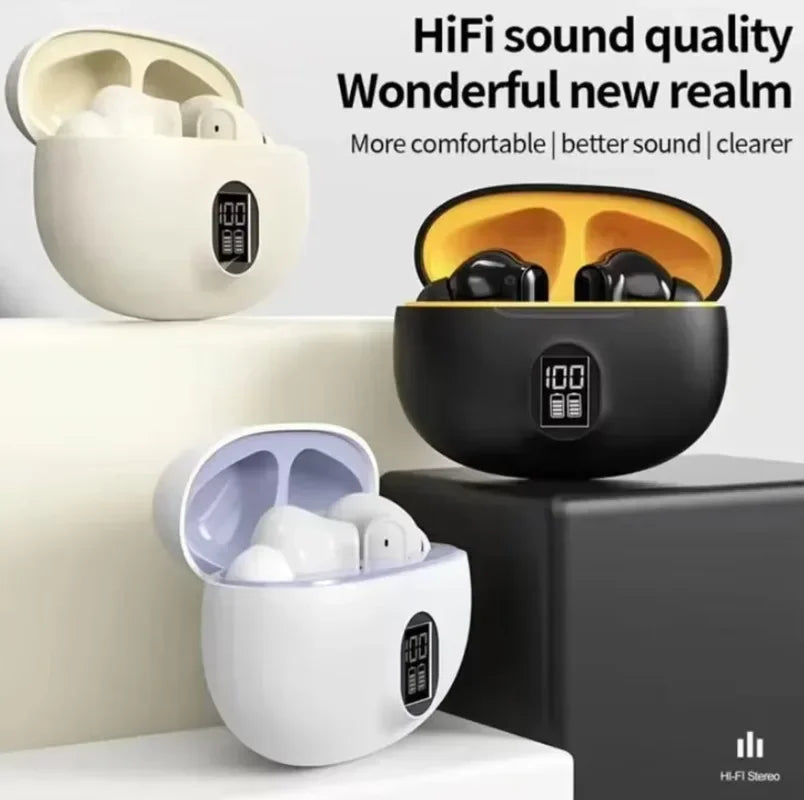 Fones de ouvido Bluetooth TWS sem fio, fones de ouvido intra-auriculares com microfone.