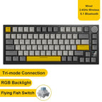 Teclado mecânico para jogos Ajazz AK820/AK820Pro Bluetooth 5.1/Sem fio/Com fio, teclado personalizado com botão giratório e junta de encaixe rápido.
