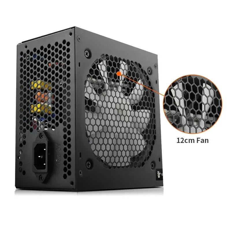 Fonte de alimentação Aigo AK 700W para PC, silenciosa, com ventoinha RGB de 120 mm, conector de 24 pinos, 12 V, formato ATX, para computadores desktop