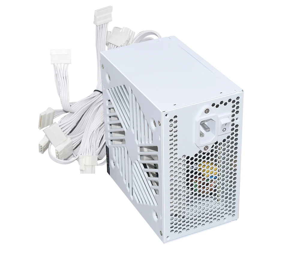 JULONGFENGBAO White ATX 650W Desktop E-Sports Video Game Computer Power Supply 110-230V Low Noise PSU Maximum peak value 800W