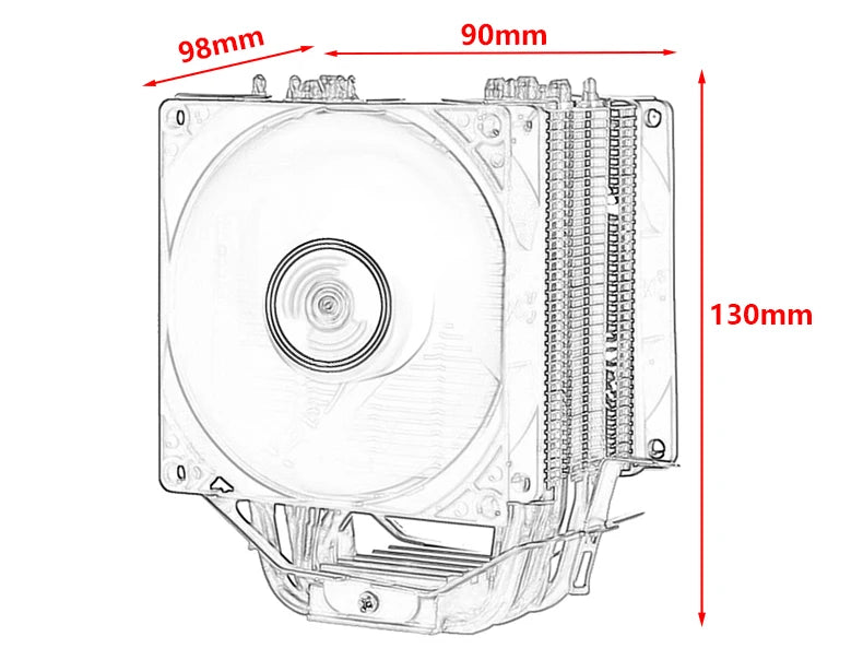 XUANFENG Cooler silencioso para computador, ventoinha para CPU com 2/4/6 heat pipes, conector de 4 pinos/PWM, refrigeração a ar, compatível com LGA115x 1200 2011 2066 x79 x99 AMD