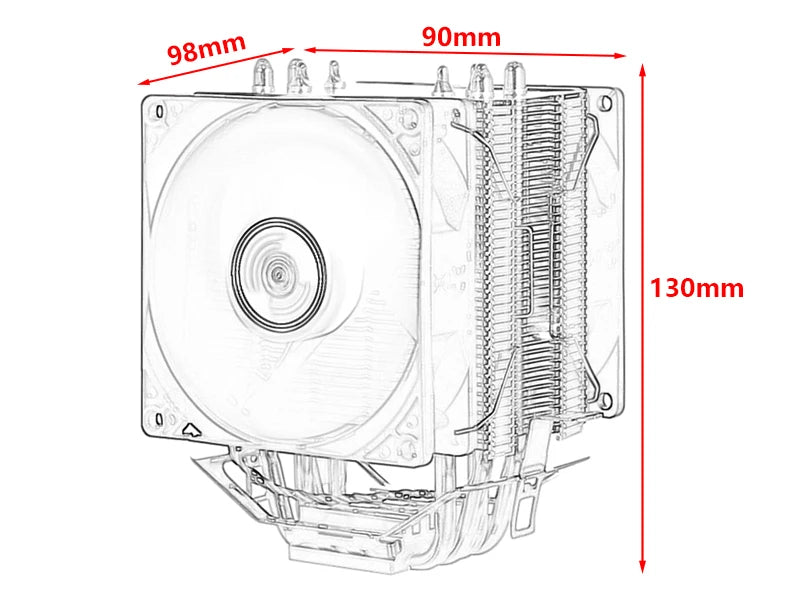 XUANFENG Cooler silencioso para computador, ventoinha para CPU com 2/4/6 heat pipes, conector de 4 pinos/PWM, refrigeração a ar, compatível com LGA115x 1200 2011 2066 x79 x99 AMD