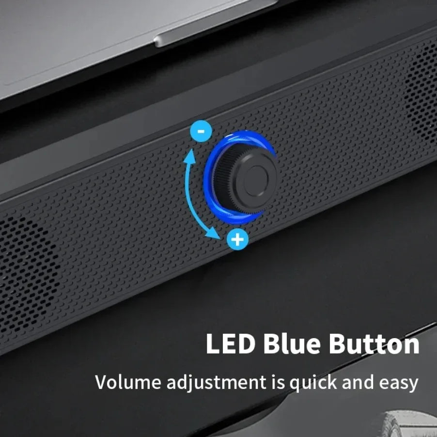 Barra de som sem fio Bluetooth e com fio para PC, alimentada por USB, para TV, PC, laptop, home e sistema de áudio.