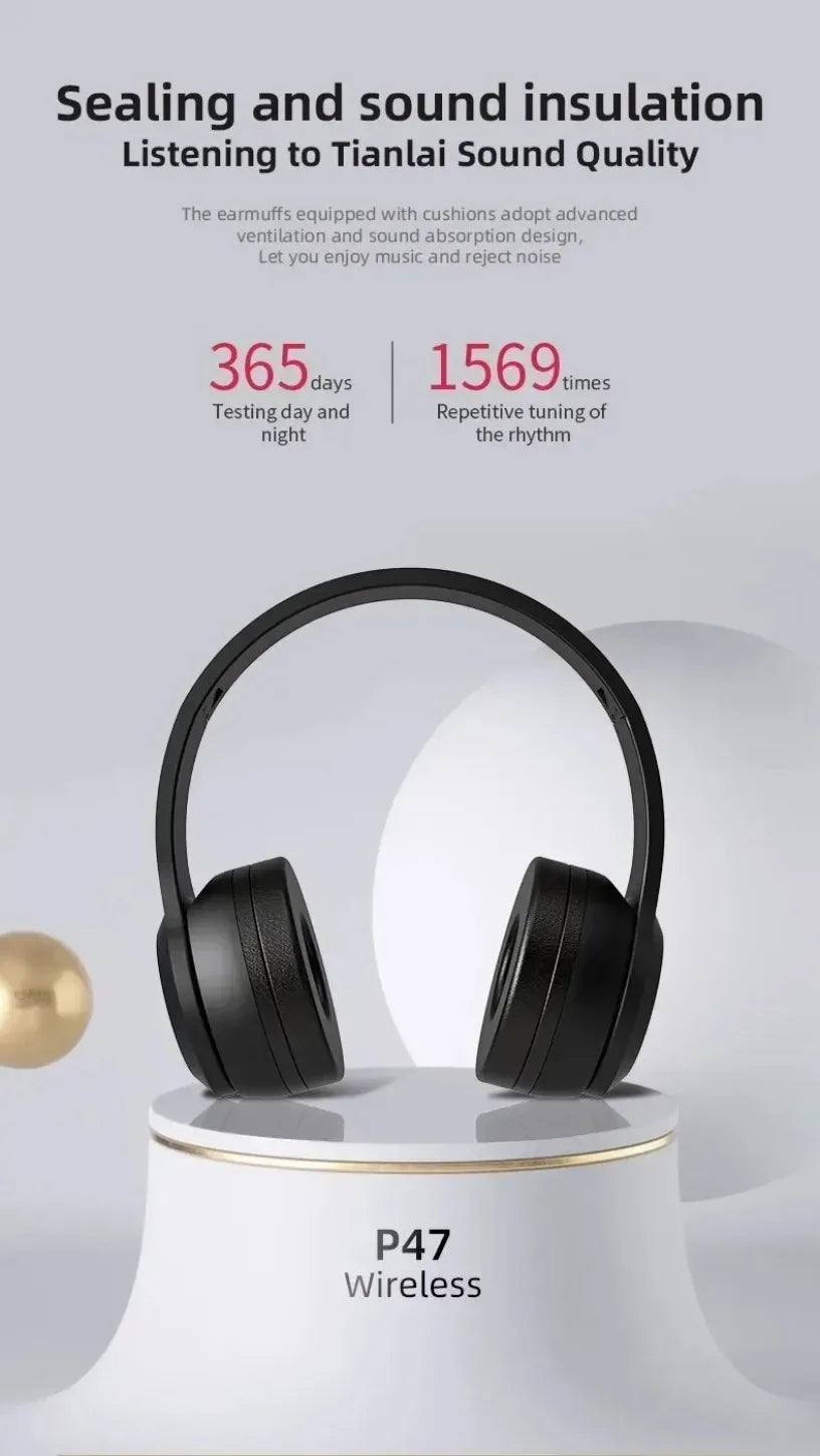 Fone de ouvido multifuncional, portátil e dobrável, sem fio, com Bluetooth 5.0, cartão TF ou conexão com fio.