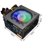 Fonte de alimentação Aigo AK 700W para PC, silenciosa, com ventoinha RGB de 120 mm, conector de 24 pinos, 12 V, formato ATX, para computadores desktop