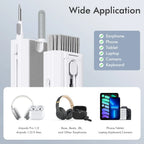 Kit de limpeza 8 em 1: escova de limpeza para teclado, caneta de limpeza para fones de ouvido, ferramentas de limpeza para iPad e celular, extrator de teclas.