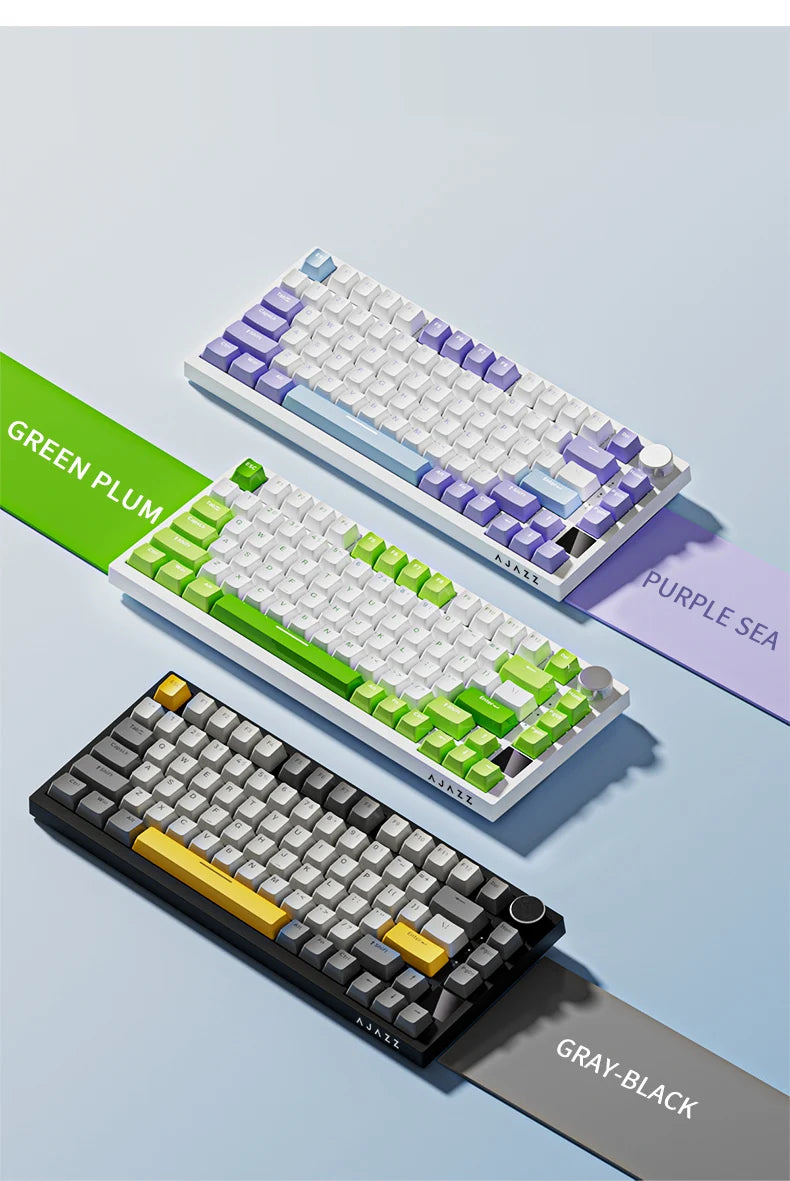 Teclado mecânico para jogos Ajazz AK820/AK820Pro Bluetooth 5.1/Sem fio/Com fio, teclado personalizado com botão giratório e junta de encaixe rápido.
