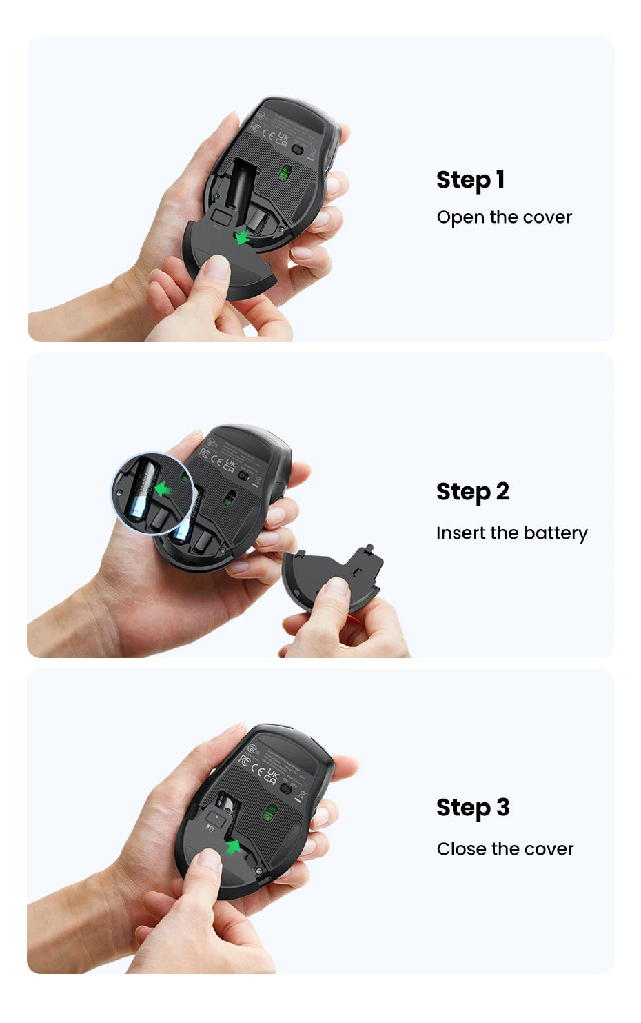 Mouse sem fio UGREEN Bluetooth 5.0, ergonômico, 4000 DPI, 6 botões de silenciamento, para MacBook, tablet, laptop, computador e PC, 2.4G.