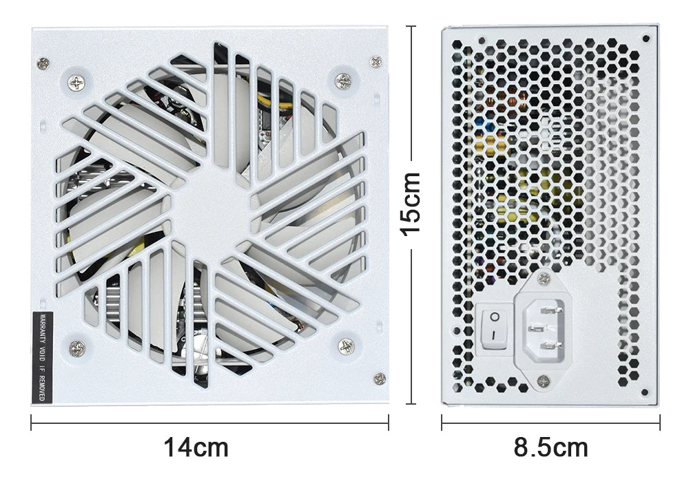 JULONGFENGBAO White ATX 650W Desktop E-Sports Video Game Computer Power Supply 110-230V Low Noise PSU Maximum peak value 800W