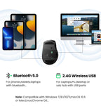 Mouse sem fio UGREEN Bluetooth 5.0, ergonômico, 4000 DPI, 6 botões de silenciamento, para MacBook, tablet, laptop, computador e PC, 2.4G.