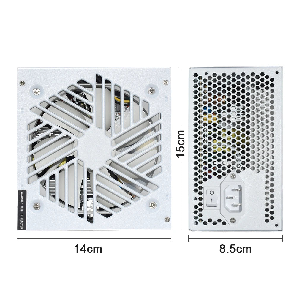 JULONGFENGBAO White ATX 650W Desktop E-Sports Video Game Computer Power Supply 110-230V Low Noise PSU Maximum peak value 800W