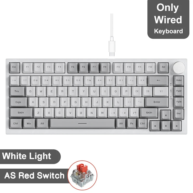 Teclado mecânico para jogos Ajazz AK820/AK820Pro Bluetooth 5.1/Sem fio/Com fio, teclado personalizado com botão giratório e junta de encaixe rápido.