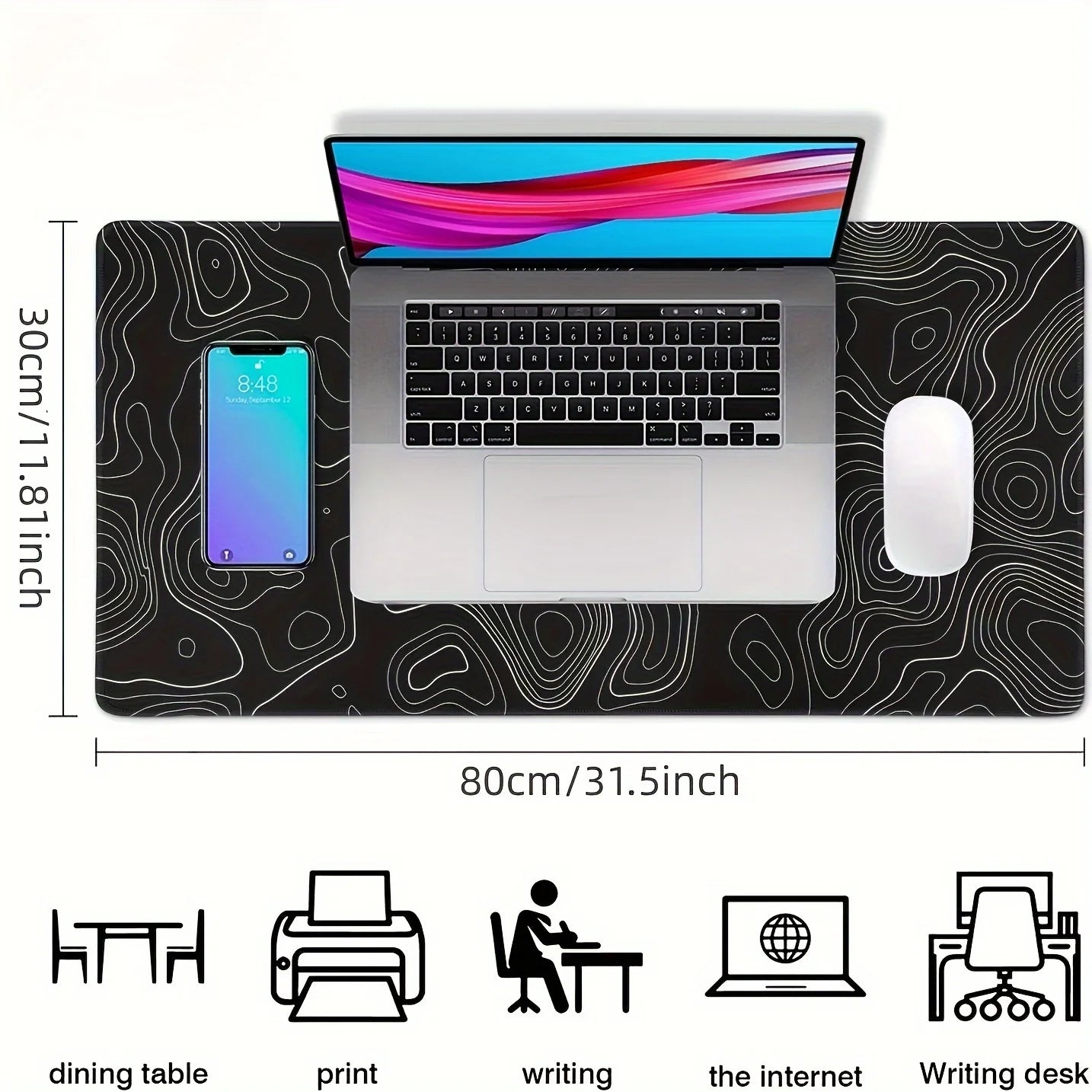 1 Mousepad Grande para Mesa, Mousepad Gamer, Mousepad com Bordas Costuradas e Base de Borracha Antiderrapante.