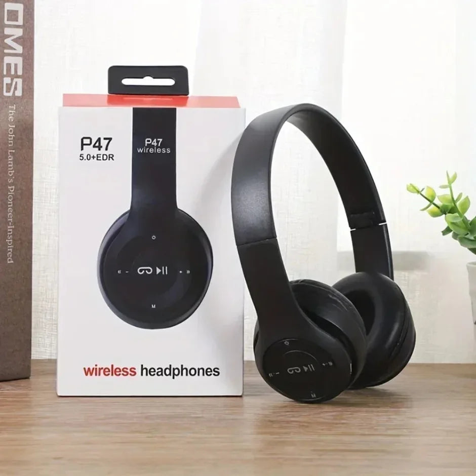 Fone de ouvido multifuncional, portátil e dobrável, sem fio, com Bluetooth 5.0, cartão TF ou conexão com fio.
